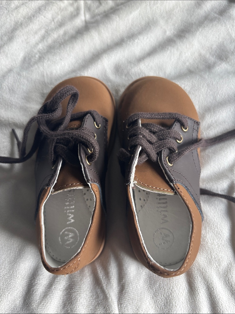 Willits Two-Tone Brown & Dark Brown Kids Lace-Up Dress Shoes